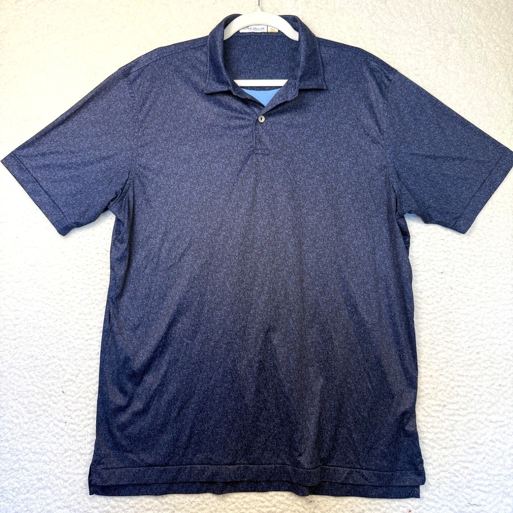 Peter Millar Featherweight Polo Shirt Mens Large Blue Tropical Golf UPF 50+